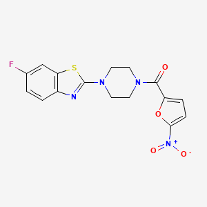 molecular formula C16H13FN4O4S B2728817 [4-(6-Fluoro-1,3-benzothiazol-2-yl)piperazin-1-yl]-(5-nitrofuran-2-yl)methanone CAS No. 897472-49-0