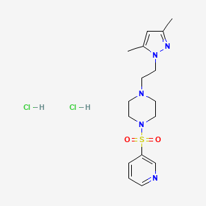 molecular formula C16H25Cl2N5O2S B2728820 1-(2-(3,5-二甲基-1H-吡唑-1-基)乙基)-4-(吡啶-3-基磺酰)哌嗪二盐酸盐 CAS No. 2309314-93-8