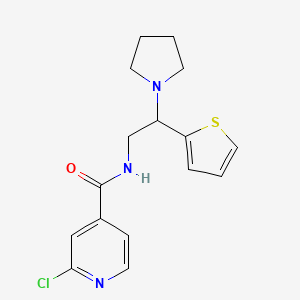 molecular formula C16H18ClN3OS B2728821 2-chloro-N-[2-(pyrrolidin-1-yl)-2-(thiophen-2-yl)ethyl]pyridine-4-carboxamide CAS No. 1119210-97-7