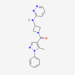 molecular formula C18H18N6O B2728823 N-[1-(5-methyl-1-phenyl-1H-pyrazole-4-carbonyl)azetidin-3-yl]pyridazin-3-amine CAS No. 2097926-70-8