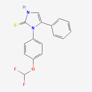 molecular formula C16H12F2N2OS B2728837 1-(4-(difluoromethoxy)phenyl)-5-phenyl-1H-imidazole-2(3H)-thione CAS No. 1105190-29-1