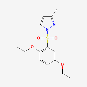 molecular formula C14H18N2O4S B2728839 1-(2,5-Diethoxyphenyl)sulfonyl-3-methylpyrazole CAS No. 956759-30-1
