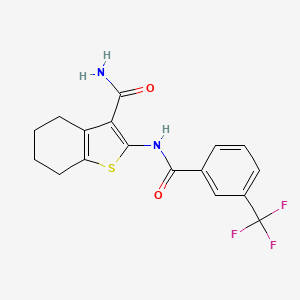 molecular formula C17H15F3N2O2S B2728840 2-(3-(Trifluoromethyl)benzamido)-4,5,6,7-tetrahydrobenzo[b]thiophene-3-carboxamide CAS No. 330190-03-9