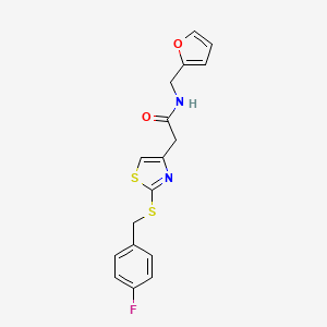 molecular formula C17H15FN2O2S2 B2728858 2-(2-((4-fluorobenzyl)thio)thiazol-4-yl)-N-(furan-2-ylmethyl)acetamide CAS No. 941981-56-2
