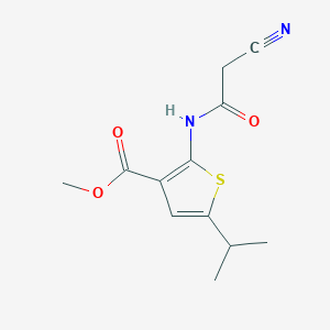 molecular formula C12H14N2O3S B2728867 Methyl 2-[(cyanoacetyl)amino]-5-isopropylthiophene-3-carboxylate CAS No. 515861-09-3
