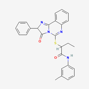 molecular formula C27H24N4O2S B2728868 N-(3-甲基苯基)-2-({3-氧代-2-苯基-2H,3H-咪唑并[1,2-c]喹嗪-5-基}硫)丁酰胺 CAS No. 958583-05-6