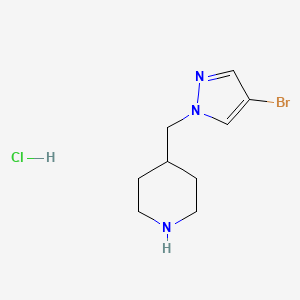 molecular formula C9H15BrClN3 B2728869 4-[(4-溴吡唑-1-基)甲基]哌啶;盐酸盐 CAS No. 2287280-26-4