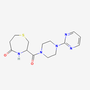 molecular formula C14H19N5O2S B2728884 3-(4-(Pyrimidin-2-yl)piperazine-1-carbonyl)-1,4-thiazepan-5-one CAS No. 1396558-53-4