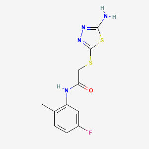 molecular formula C11H11FN4OS2 B2728901 2-[(5-amino-1,3,4-thiadiazol-2-yl)sulfanyl]-N-(5-fluoro-2-methylphenyl)acetamide CAS No. 763126-29-0
