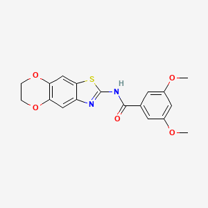 molecular formula C18H16N2O5S B2728909 N-(6,7-dihydro-[1,4]dioxino[2,3-f][1,3]benzothiazol-2-yl)-3,5-dimethoxybenzamide CAS No. 892854-92-1