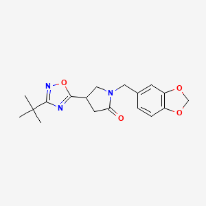molecular formula C18H21N3O4 B2728941 1-(Benzo[d][1,3]dioxol-5-ylmethyl)-4-(3-(tert-butyl)-1,2,4-oxadiazol-5-yl)pyrrolidin-2-one CAS No. 1170402-45-5
