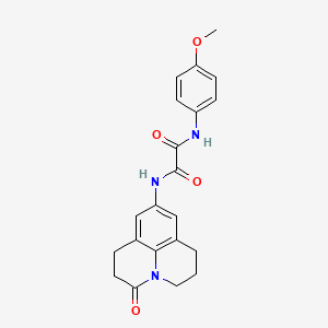 molecular formula C21H21N3O4 B2728945 N1-(4-methoxyphenyl)-N2-(3-oxo-1,2,3,5,6,7-hexahydropyrido[3,2,1-ij]quinolin-9-yl)oxalamide CAS No. 898423-18-2