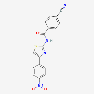molecular formula C17H10N4O3S B2728947 4-cyano-N-[4-(4-nitrophenyl)-1,3-thiazol-2-yl]benzamide CAS No. 313404-42-1