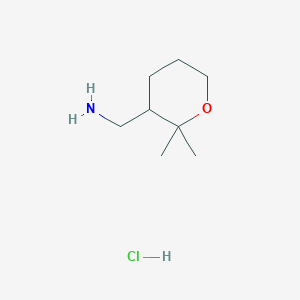 molecular formula C8H18ClNO B2728950 (2,2-Dimethyloxan-3-yl)methanamine;hydrochloride CAS No. 2413869-34-6