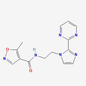 molecular formula C14H14N6O2 B2728960 5-甲基-N-(2-(2-(嘧啶-2-基)-1H-咪唑-1-基)乙基)异噁唑-4-羧酰胺 CAS No. 1797307-82-4