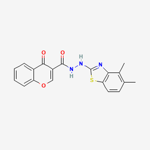 molecular formula C19H15N3O3S B2728965 N'-(4,5-二甲基苯并[d]噻唑-2-基)-4-氧代-4H-香豆素-3-羧酰肼 CAS No. 851980-58-0