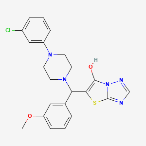 molecular formula C22H22ClN5O2S B2728971 5-((4-(3-氯苯基)哌嗪-1-基)(3-甲氧苯基)甲基)噻唑并[3,2-b][1,2,4]三嗪-6-醇 CAS No. 868220-49-9