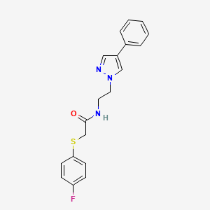 molecular formula C19H18FN3OS B2728977 2-((4-氟苯基)硫)-N-(2-(4-苯基-1H-吡唑-1-基)乙基)乙酰胺 CAS No. 2034368-80-2