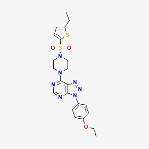 molecular formula C22H25N7O3S2 B2728988 3-(4-ethoxyphenyl)-7-(4-((5-ethylthiophen-2-yl)sulfonyl)piperazin-1-yl)-3H-[1,2,3]triazolo[4,5-d]pyrimidine CAS No. 941920-04-3
