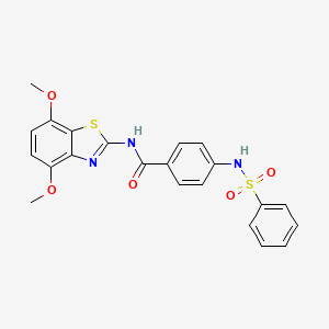 molecular formula C22H19N3O5S2 B2728997 N-(4,7-dimethoxybenzo[d]thiazol-2-yl)-4-(phenylsulfonamido)benzamide CAS No. 886903-09-9