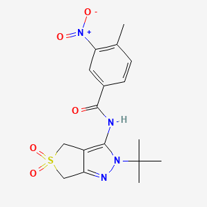 molecular formula C17H20N4O5S B2728998 N-(2-tert-butyl-5,5-dioxo-4,6-dihydrothieno[3,4-c]pyrazol-3-yl)-4-methyl-3-nitrobenzamide CAS No. 449784-35-4