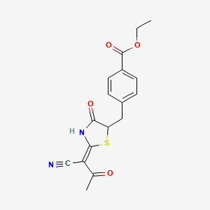 (Z)-ethyl 4-((2-(1-cyano-2-oxopropylidene)-4-oxothiazolidin-5-yl)methyl)benzoate