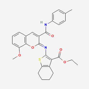 (Z)-ethyl 2-((8-methoxy-3-(p-tolylcarbamoyl)-2H-chromen-2-ylidene)amino)-4,5,6,7-tetrahydrobenzo[b]thiophene-3-carboxylate