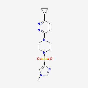 molecular formula C15H20N6O2S B2729003 3-cyclopropyl-6-(4-((1-methyl-1H-imidazol-4-yl)sulfonyl)piperazin-1-yl)pyridazine CAS No. 2034388-76-4