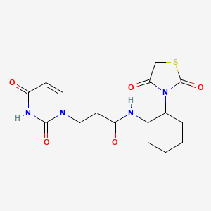 molecular formula C16H20N4O5S B2729004 3-(2,4-二氧杂-3,4-二氢嘧啶-1(2H)-基)-N-(2-(2,4-二氧杂-3-硫代吡咯烷-3-基)环己基)丙酰胺 CAS No. 1207029-79-5