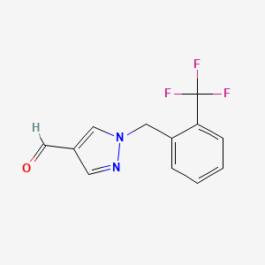 molecular formula C12H9F3N2O B2729006 1-[[2-(Trifluoromethyl)phenyl]methyl]pyrazole-4-carbaldehyde CAS No. 1044663-15-1