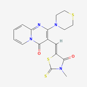molecular formula C17H16N4O2S3 B2729014 (Z)-3-methyl-5-((4-oxo-2-thiomorpholino-4H-pyrido[1,2-a]pyrimidin-3-yl)methylene)-2-thioxothiazolidin-4-one CAS No. 489413-50-5