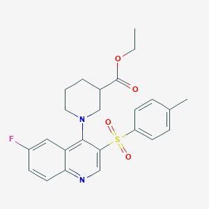 molecular formula C24H25FN2O4S B2729024 Ethyl 1-(6-fluoro-3-tosylquinolin-4-yl)piperidine-3-carboxylate CAS No. 866846-18-6