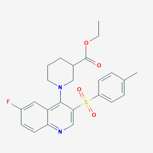 molecular formula C24H25FN2O4S B2729024 乙酸乙酯 1-(6-氟-3-对甲苯磺酰喹啉-4-基)哌啶-3-羧酸酯 CAS No. 866846-18-6