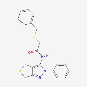 molecular formula C20H19N3OS2 B2729025 2-benzylsulfanyl-N-(2-phenyl-4,6-dihydrothieno[3,4-c]pyrazol-3-yl)acetamide CAS No. 476458-11-4