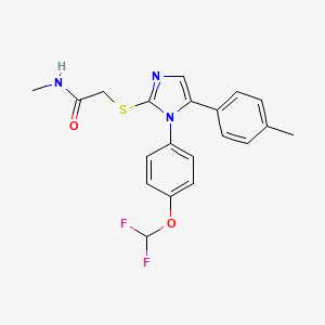 molecular formula C20H19F2N3O2S B2729032 2-((1-(4-(二氟甲氧基)苯基)-5-(对甲苯基)-1H-咪唑-2-基)硫)-N-甲基乙酰胺 CAS No. 1226450-99-2