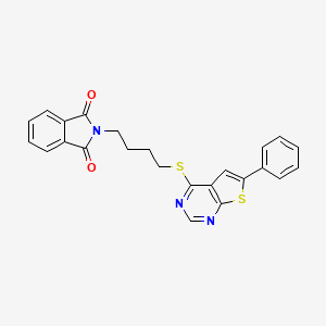 molecular formula C24H19N3O2S2 B2729041 2-(4-((6-Phenylthieno[2,3-d]pyrimidin-4-yl)thio)butyl)isoindoline-1,3-dione CAS No. 315707-97-2