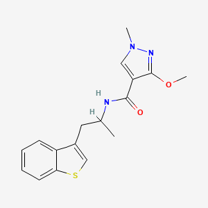 molecular formula C17H19N3O2S B2729054 N-(1-(benzo[b]thiophen-3-yl)propan-2-yl)-3-methoxy-1-methyl-1H-pyrazole-4-carboxamide CAS No. 2034468-99-8