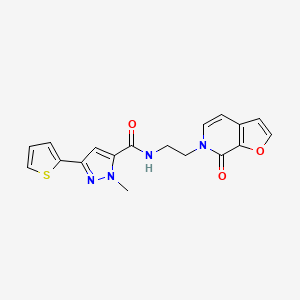 molecular formula C18H16N4O3S B2729070 1-methyl-N-(2-(7-oxofuro[2,3-c]pyridin-6(7H)-yl)ethyl)-3-(thiophen-2-yl)-1H-pyrazole-5-carboxamide CAS No. 2034323-52-7