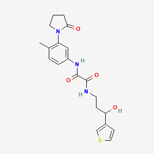 N1-(3-hydroxy-3-(thiophen-3-yl)propyl)-N2-(4-methyl-3-(2-oxopyrrolidin-1-yl)phenyl)oxalamide