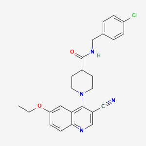 molecular formula C25H25ClN4O2 B2729080 4-({3-[3-(3-fluorophenyl)-1,2,4-oxadiazol-5-yl]-1-methyl-1,4,6,7-tetrahydro-5H-pyrazolo[4,3-c]pyridin-5-yl}carbonyl)benzonitrile CAS No. 1226434-96-3