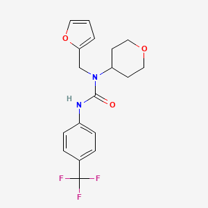 molecular formula C18H19F3N2O3 B2729081 1-(furan-2-ylmethyl)-1-(tetrahydro-2H-pyran-4-yl)-3-(4-(trifluoromethyl)phenyl)urea CAS No. 1448028-36-1