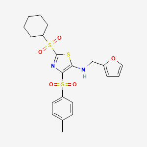 molecular formula C21H24N2O5S3 B2729082 2-(cyclohexanesulfonyl)-N-[(furan-2-yl)methyl]-4-(4-methylbenzenesulfonyl)-1,3-thiazol-5-amine CAS No. 878124-09-5