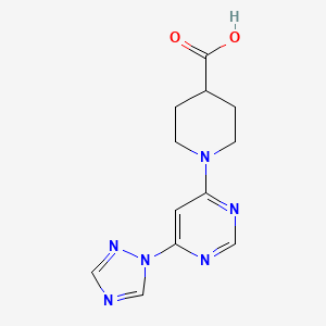 molecular formula C12H14N6O2 B2729091 1-(6-(1H-1,2,4-三唑-1-基)嘧啶-4-基)哌啶-4-羧酸 CAS No. 1798619-84-7