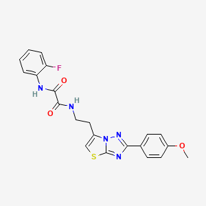 molecular formula C21H18FN5O3S B2729094 N1-(2-fluorophenyl)-N2-(2-(2-(4-methoxyphenyl)thiazolo[3,2-b][1,2,4]triazol-6-yl)ethyl)oxalamide CAS No. 894031-92-6