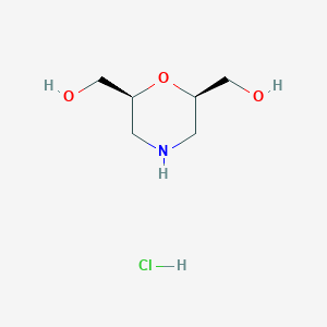 molecular formula C6H14ClNO3 B2729097 [(2R,6S)-6-(Hydroxymethyl)morpholin-2-yl]methanol;hydrochloride CAS No. 2416217-51-9