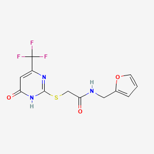 molecular formula C12H10F3N3O3S B2729114 N-(furan-2-ylmethyl)-2-((6-oxo-4-(trifluoromethyl)-1,6-dihydropyrimidin-2-yl)thio)acetamide CAS No. 887196-62-5