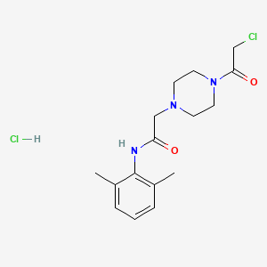 molecular formula C16H23Cl2N3O2 B2729119 2-[4-(2-氯乙酰)哌嗪-1-基]-N-(2,6-二甲基苯基)乙酰胺;盐酸盐 CAS No. 1049725-57-6