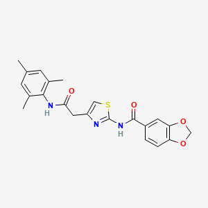 molecular formula C22H21N3O4S B2729123 N-(4-(2-(二异丁基氨基)-2-氧代乙基)噻唑-2-基)苯并[d][1,3]二噁咯-5-羧酰胺 CAS No. 921560-94-3