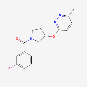 molecular formula C17H18FN3O2 B2729124 (3-氟-4-甲基苯基)(3-((6-甲基吡啶-3-基)氧基)吡咯烷-1-基)甲酮 CAS No. 2034477-99-9