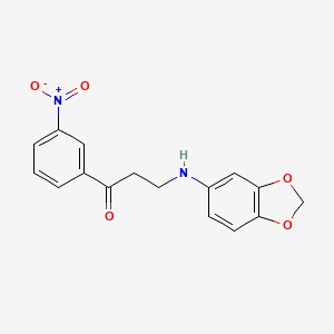 molecular formula C16H14N2O5 B2729125 3-(1,3-Benzodioxol-5-ylamino)-1-(3-nitrophenyl)-1-propanone CAS No. 883794-33-0